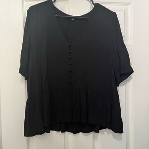 Madewell Black Boxy Short Sleeve Blouse